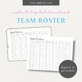 School Sports Team Roster Form Printable Template | Team P