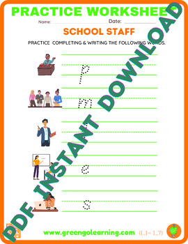Preview of School Staff / PRACTICE WORKSHEET / Level I Lesson 7 - (easy to check task)
