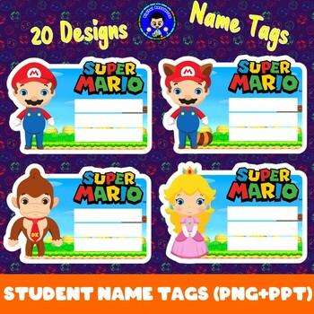 Preview of School Sticker Name Tags/School Name Label/Mario Bross School
