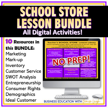Preview of School Store Class Lessons BUNDLE - 10 Digital Activities w/ Lesson Library