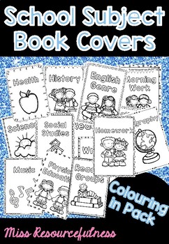 Preview of School Subject Book Cover Title Pages - Coloring in