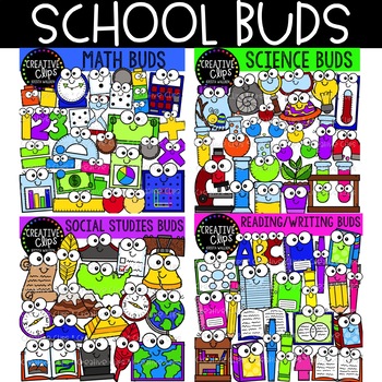 Preview of School Clipart Buds Bundle {Math, Science, Reading, Writing Clipart}