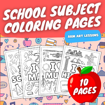 Preview of School Subject Coloring Book - Math, Science, Art, Reading Coloring Pages