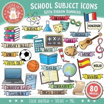 Preview of School Subjects Clip Art - Icons