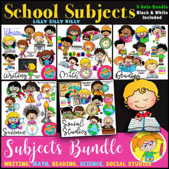 Preview of School Subjects - Clipart BUNDLE (5 sets). {Lilly Silly Billy}