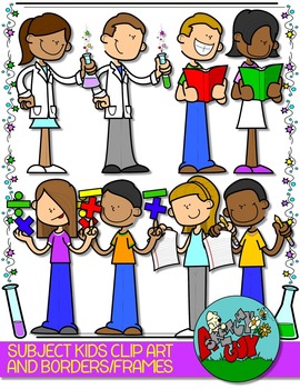 School Subjects Kids Clip art and Borders - FREEBIE by A Sketchy Guy