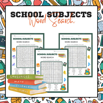 Preview of School Subjects Word Search | Back to School Activities 