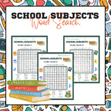 School Subjects Word Search | Back to School Activities 
