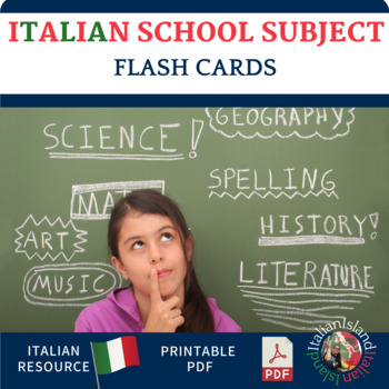 Preview of School Subjects in Italian Word Wall/Flash cards (Le materie)