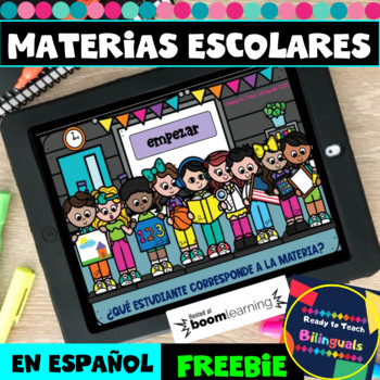 Preview of School Subjects in Spanish - Materias Escolares - Boom Cards - Free Set