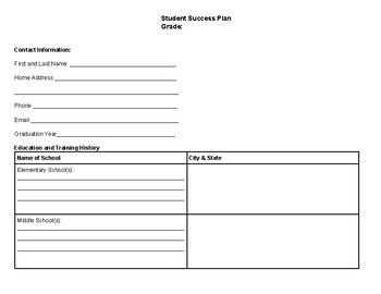 Preview of Student Success Plan (Middle & High School)