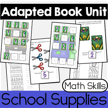 Preview of School Supplies Math Adapted Books (Counting 1-10 and Missing Numbers)
