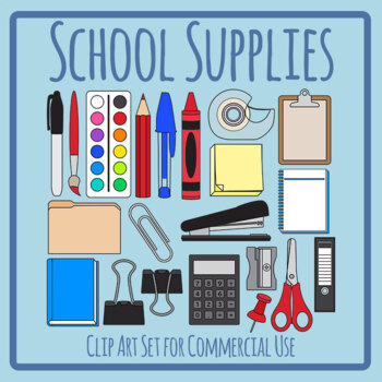 School Supplies Clipart - Back To School - Commercial Graphics