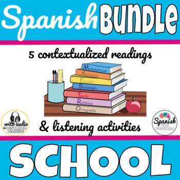Preview of School Supplies, Classes and Schedules in Spanish Reading Comprehension bundle