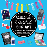 School Supplies Clip Art: 48 hand-drawn PNG files *updated 2020