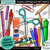 School Supplies Clip Art Sample FREEBIE, Realistic Movable