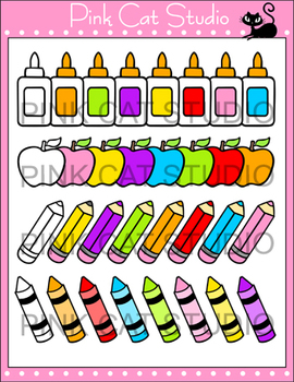 School Supplies Clip Art Set - Personal or Commercial Use