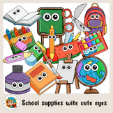 School Supplies ClipArt, School Supplies Clip Art, Cute Eyes Set
