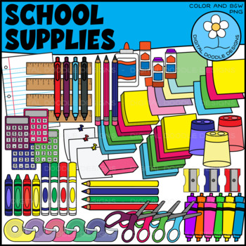 School Supplies Clipart by Digital Doodle Designs | TPT