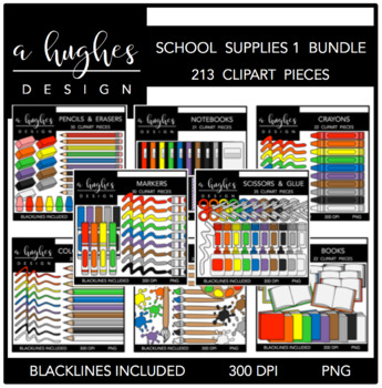 Preview of School Supplies Clipart Bundle 1