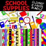 School Supplies Clipart and Paper Bundle
