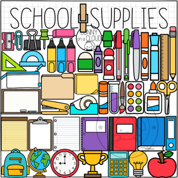 Preview of School Supplies Clipart by Bunny On A Cloud