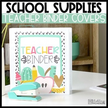 Preview of School Supplies Decor | Teacher Planner Binder Covers & Spines - Editable!