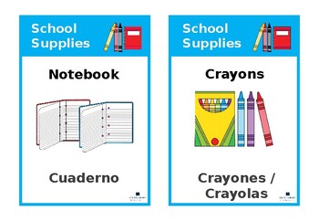 School Supplies in Spanish Flashcards - Los utiles escolares