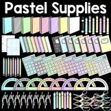 Pastel School Supplies Clip Art Bundle with Math Tools