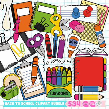 Preview of School Supplies Mega Back to School Clipart Bundle