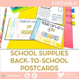 School Supplies Postcards for Back to School - Editable