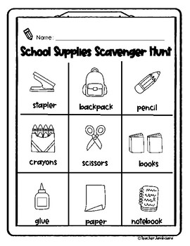 School Supplies Scavenger Hunt - The Resourceful Mama