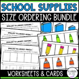 School Supplies Size Ordering Activities | Order by Size |