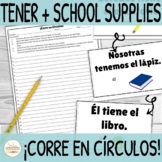 School Supplies in Spanish & TENER ¡Corre en Círculos! Rev