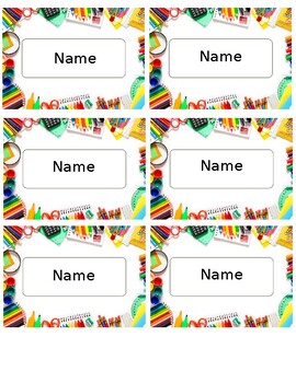 School Supplies Themed Editable Name Tags Locker Labels Book Bin Cubby ...