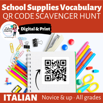 Preview of School Supplies Vocab and Practice for Italian
