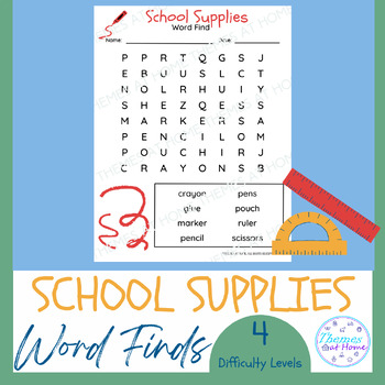 Preview of School Supplies Word Finds