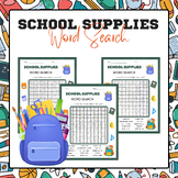 School Supplies Word Search | Back to School Activities 