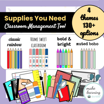 Preview of School Supplies You Need To Get Out Daily Cutouts for Whiteboard