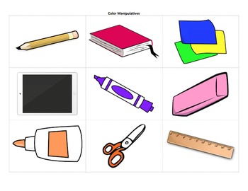 Preview of School Supplies and Colors Unit - lessons, worksheets, clipart, and more