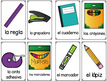 School Supplies in Spanish Flashcards - Los utiles escolares