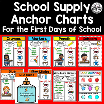 Preview of School Supply Anchor Charts