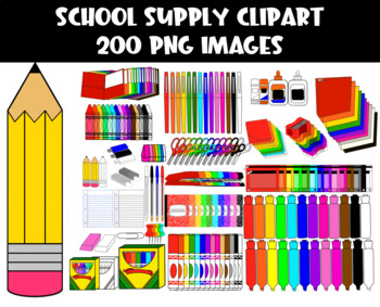Preview of School Supply Clipart 200 PNG Images