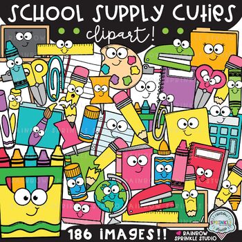 Preview of School Supply Cuties Clipart MEGA Set {school supply clipart}