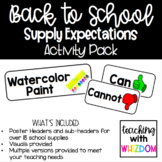 School Supply Expectations Anchor Chart Pack