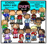 School Supply Kids Clip Art Bundle {Educlips Clipart}