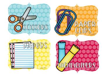 School Supply Labels by My Day in K | TPT