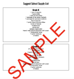 School Supply List Grades K - 12