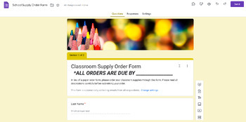 Preview of School Supply Order Form --