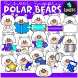 School Supply Polar Bears Clip Art Set {Educlips Clipart}